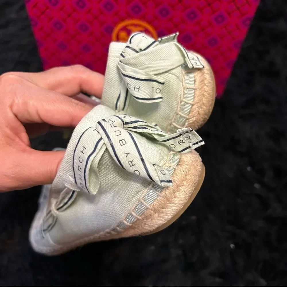 TORY BURCH TB Tory ribbon espadrille flats slip on shoes women’s 8.5 Preowned